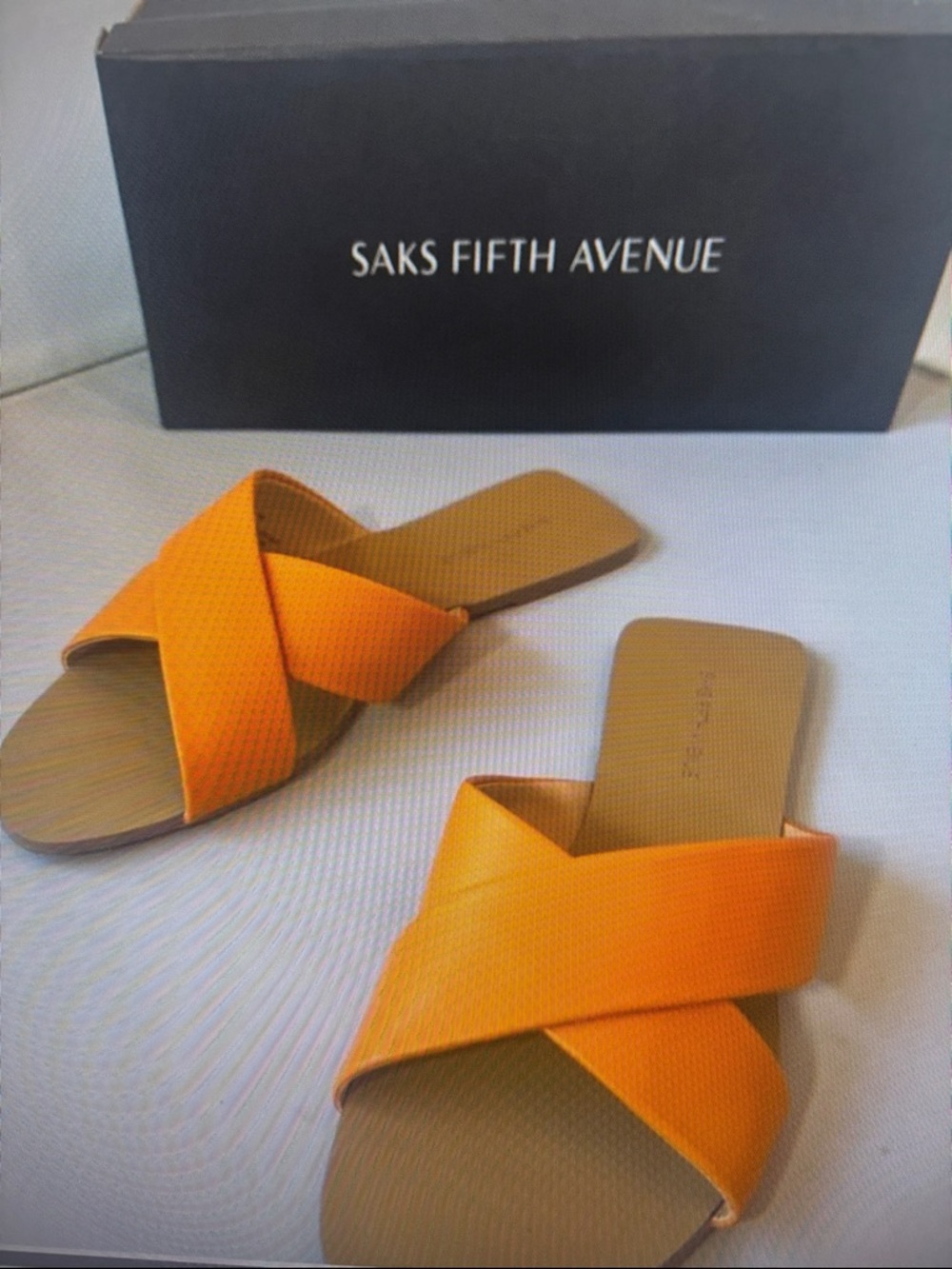 NWB Saks Fifth Avenue Crisscross slide sandals. Size 7.5